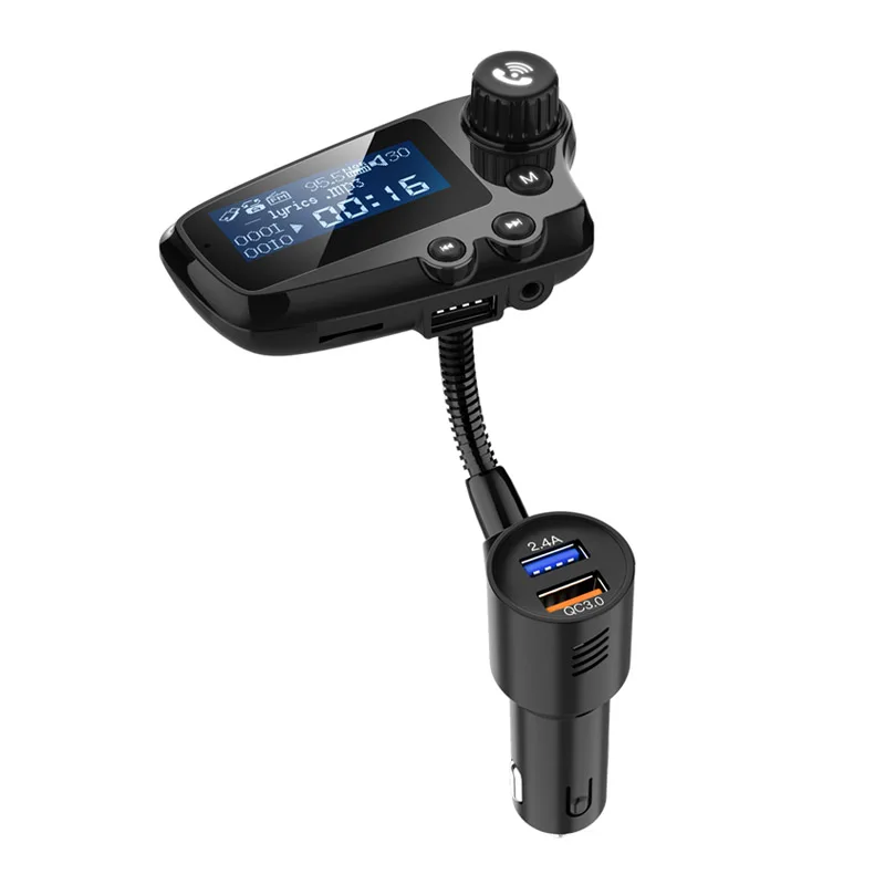 JaJaBor FM трансмиттер блютуз 5.0 Handsfree AUX Стерео A2DP Большой экран QC3.0 Dual USB Автомобильное зарядное устройство