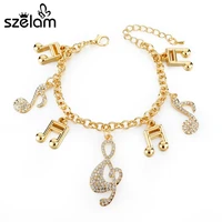 szelam vintage music charm bracelets for women silver gold color bracelets crystal jewelry sbr160020