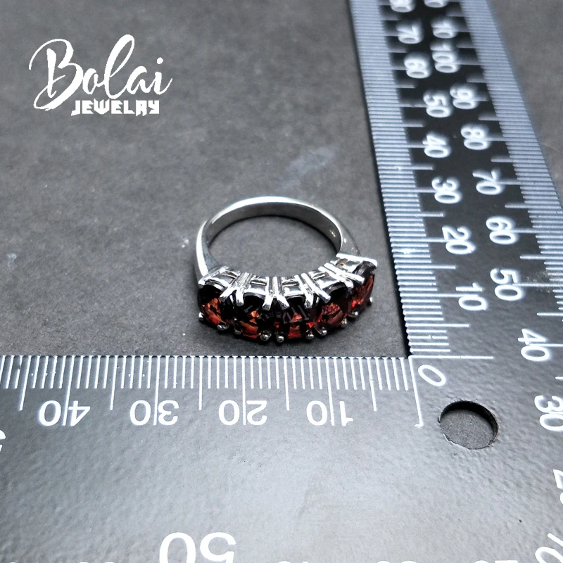 Bolaijewelry, классические винтажные кольца с натуральным красным гранатом, простые кольца из стерлингового серебра 925 пробы, хорошее ювелирное изделие для женщин, лучший подарок