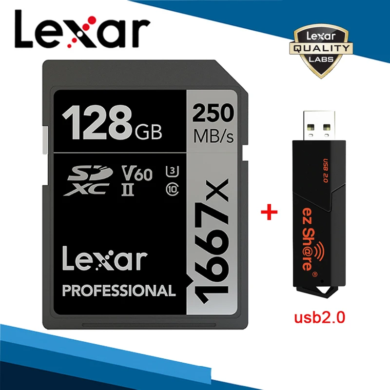 Lexar профессиональный 1667x UHS-II U3 SD карты 256 ГБ 128 ГБ SDXC 64 Гб V60 250 МБ/с. флэш-карты для Камера 3D 4K HD видео