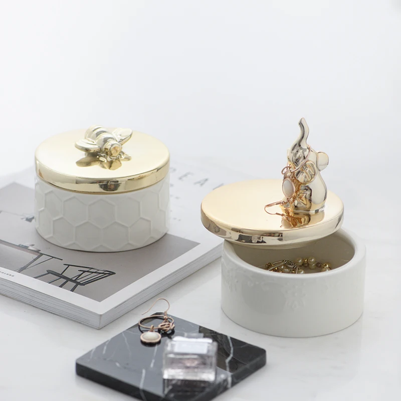 Новая керамическая шкатулка с золотым покрытием коробка для хранения колец
