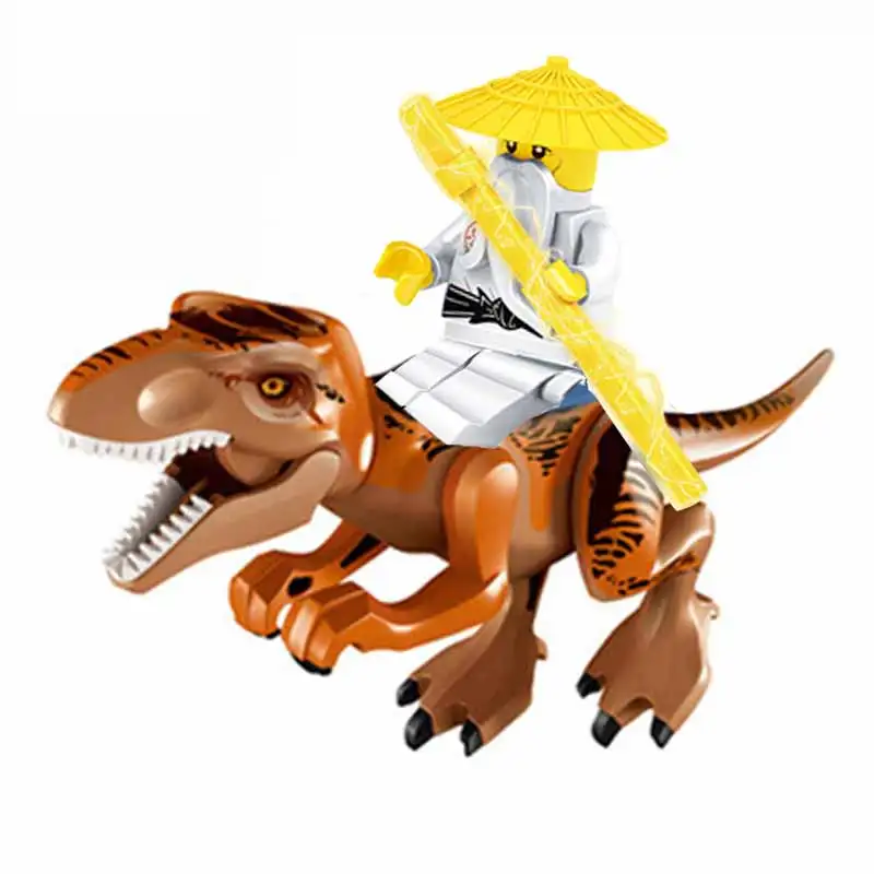 Динозавры из Юрского периода Ninjago, кубики, строительные блоки-головоломки, оригинальные игрушки динозавров для детей, подарки - Цвет: Brown yellow