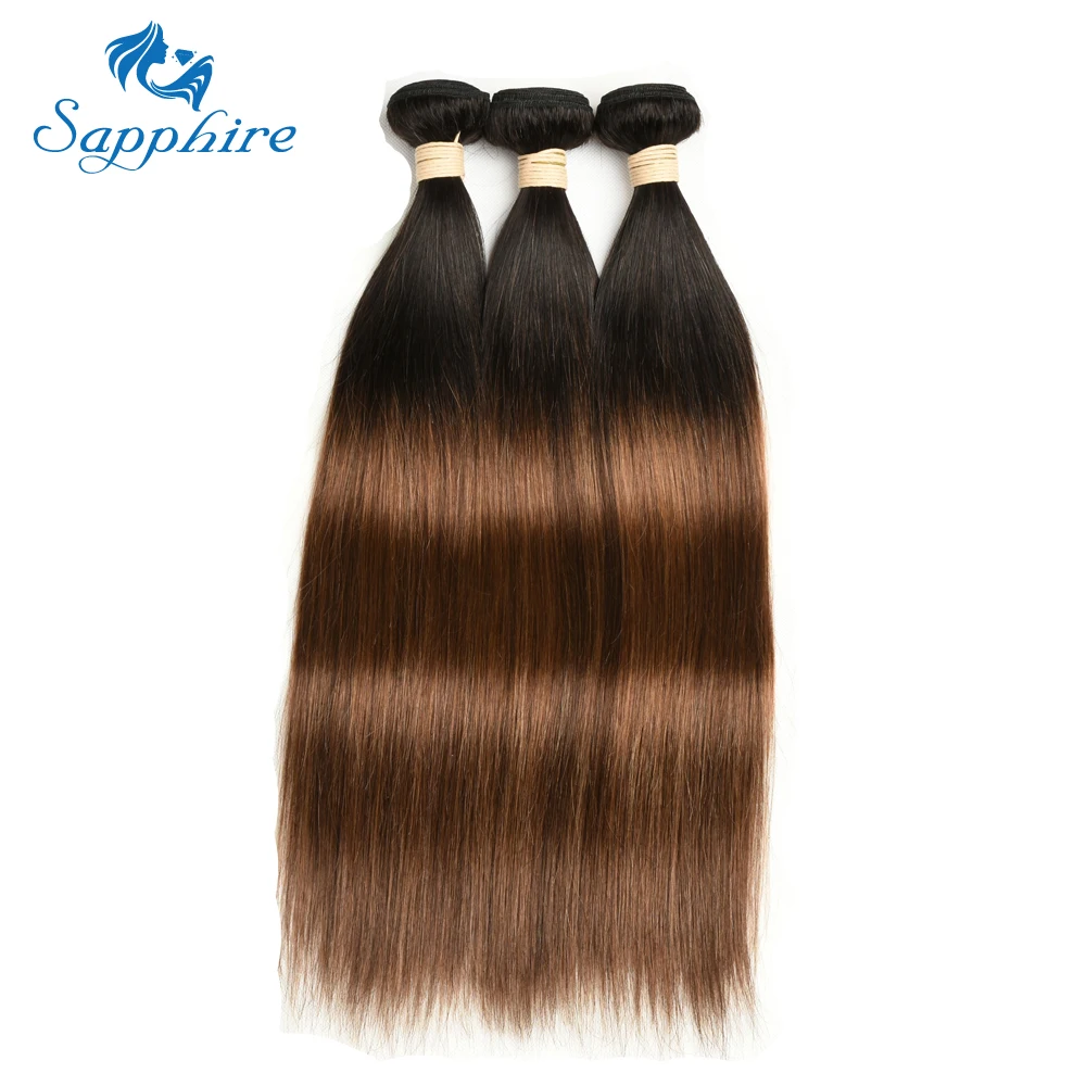 

Sapphire Remy волосы 3 шт. для наращивания # T1B 4 30 Омбре коричневый цвет бразильские прямые волосы Remy пряди короткие волосы Омбре коричневый
