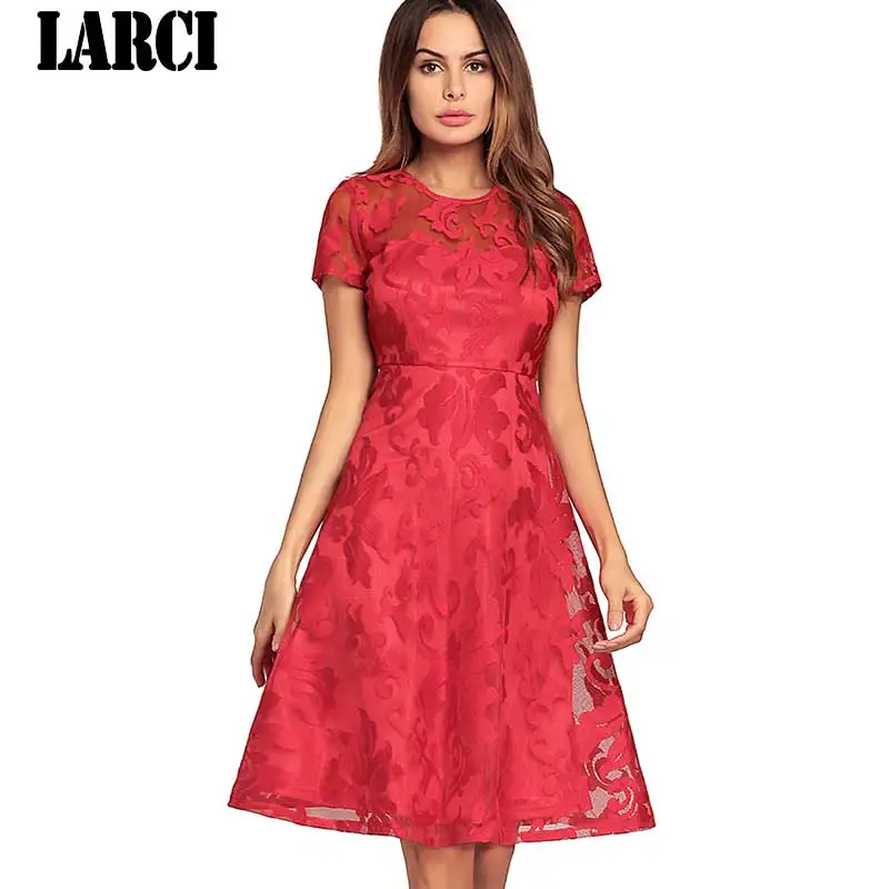 LARCI Винтаж Элегантный Вышивка цветочные кружева лоскутное vestidos плиссированные