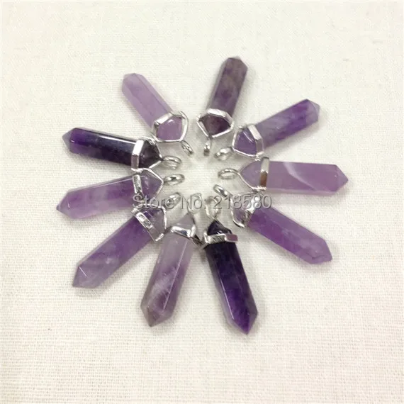 

SP-045 Amethysts Healing Crystal Point Pendant with Silver Bail or Gold Bail