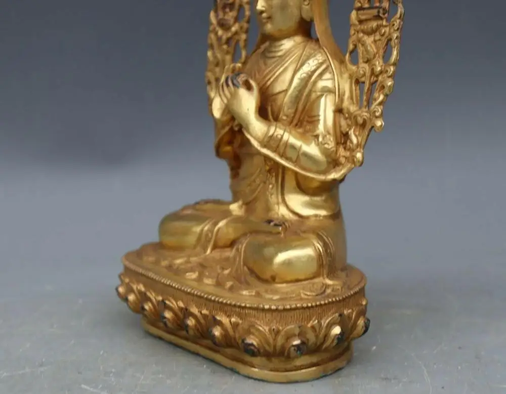 Тибетская статуя Будды из чистой латуни и меди|Статуи скульптуры| |