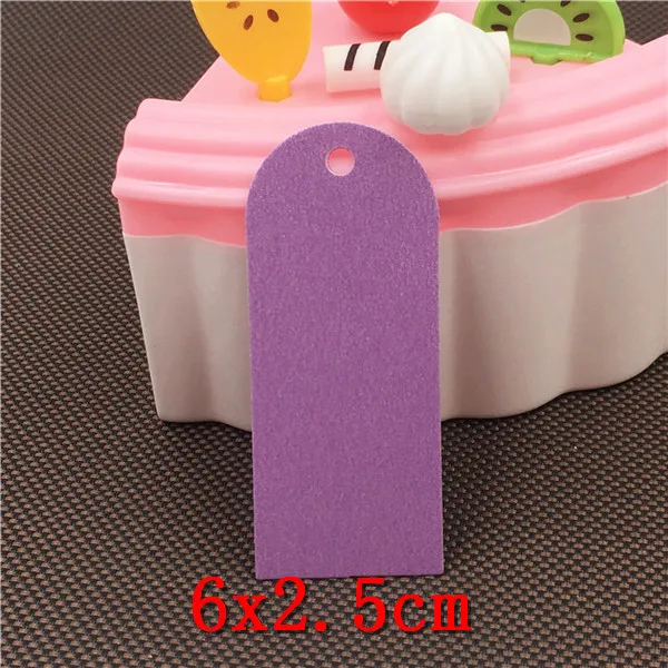 Purple 6x2.5cm 100 шт разноцветная арка в Форме Натурального крафт-картона бирки печать Цветы Сердце фигурки для одежды ручной работы марка одежды - Цвет: Purple 6x2.5cm