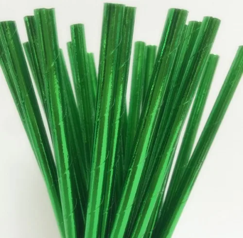 17 Green 25 шт./лот, соломинки из фольги золотого/серебряного цвета для дня рождения, украшения для детских и свадебных декораций, вечерние товары, креативные соломинки - Цвет: 17 Green