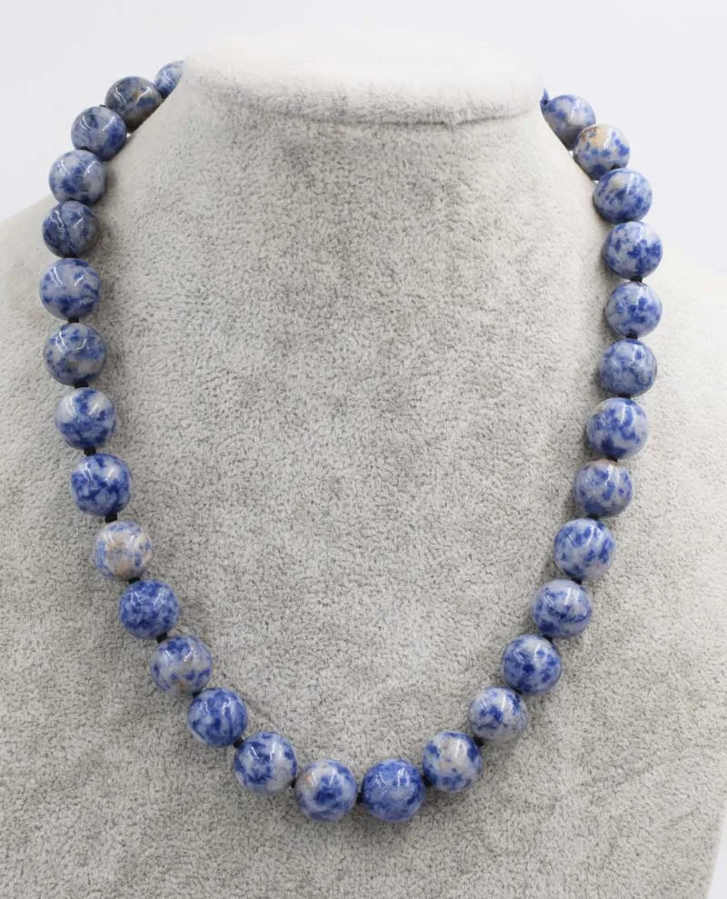 

Голубые пятна нефрита Круглые 12 мм ожерелье 17 дюймов оптом бусы природа FPPJ женщина 2017