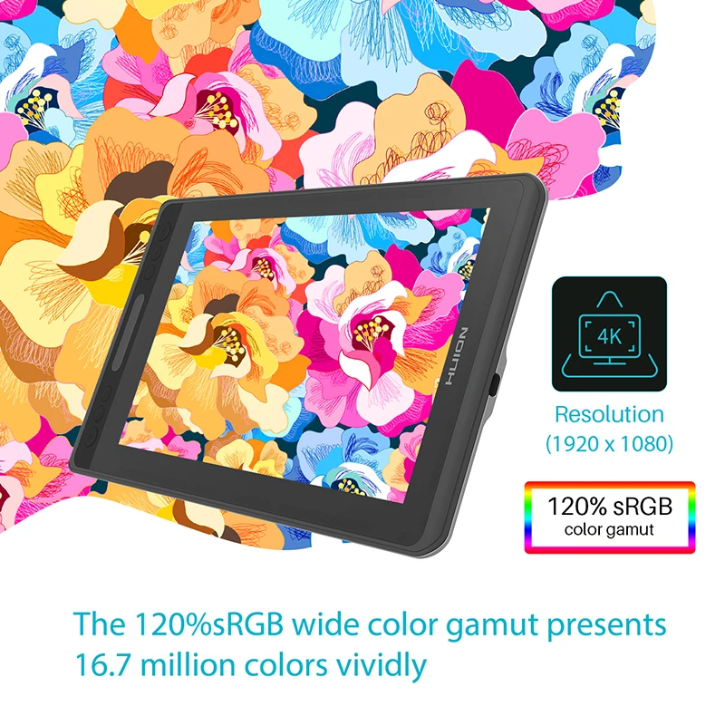 HUION Kamvas Pro 12 GT-116, без аккумулятора, поддержка наклона, ручка, дисплей, монитор, 11,6 дюймов, ручка, графический Рисунок, планшет, монитор