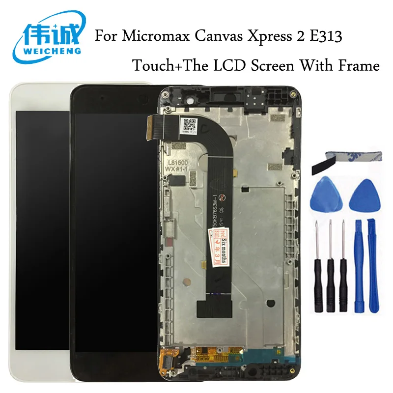 

WEICHENG For Micromax Canvas Xpress 2 E313 LCD Display With Touch screen digitizer LCD Assembly With Frame For Micromax E313