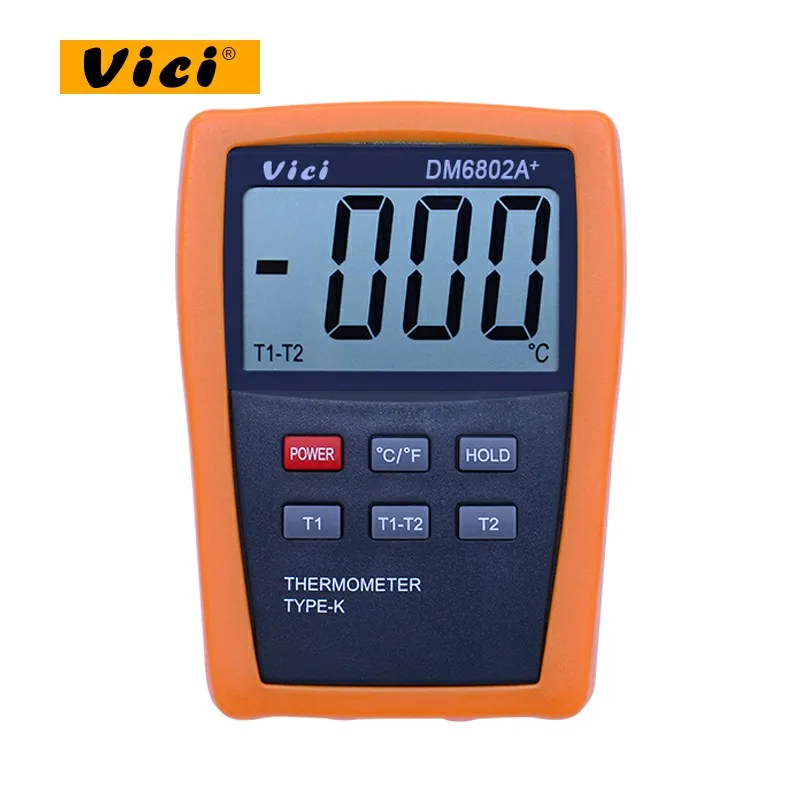 VICI DM6802A + ЖК цифровой термометр измеритель температуры двухканальный k тип зонды