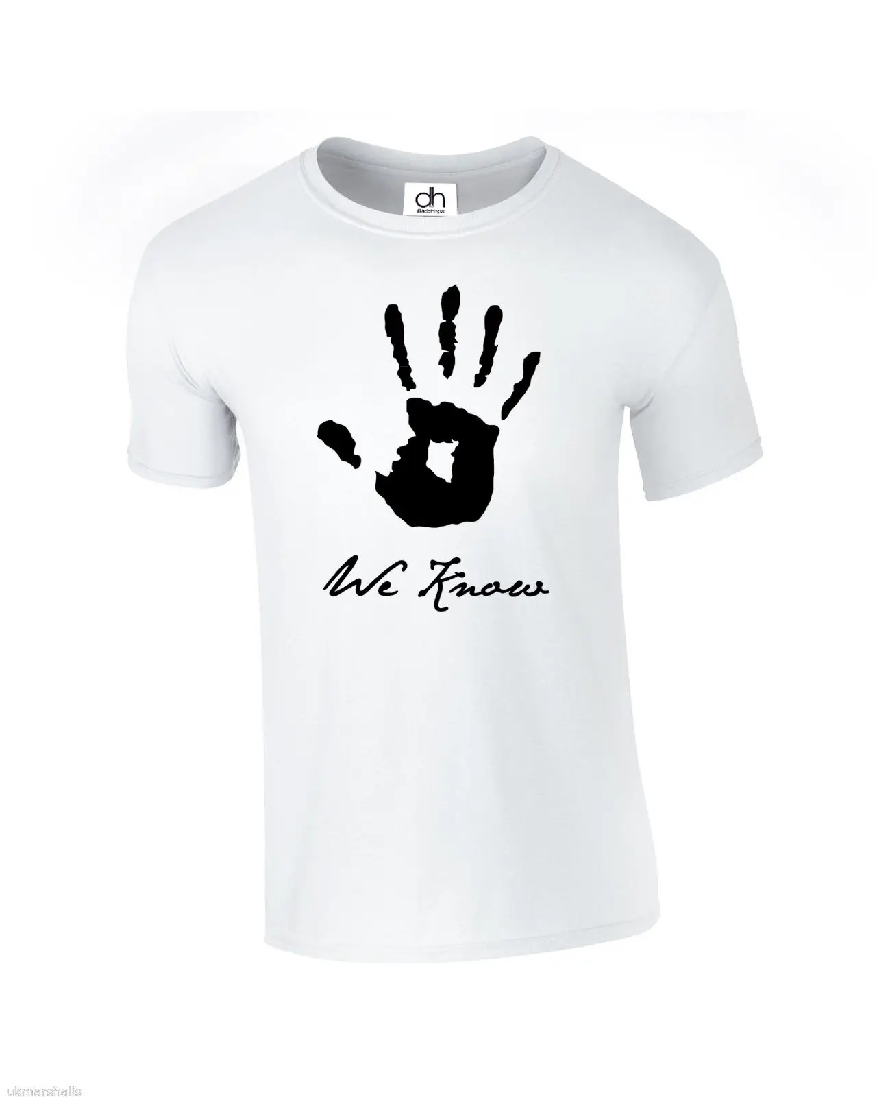 SKYRIM TOP DARK Brothers футболка с надписью WE KNOW HAND новинка подарок (рука футболка) новые