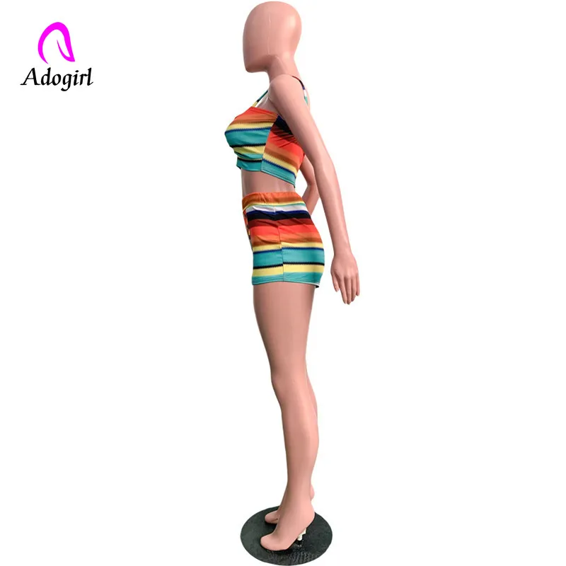 Женский комплект из 2 предметов Adogirl пляжный топ с бантом в разноцветную радужную