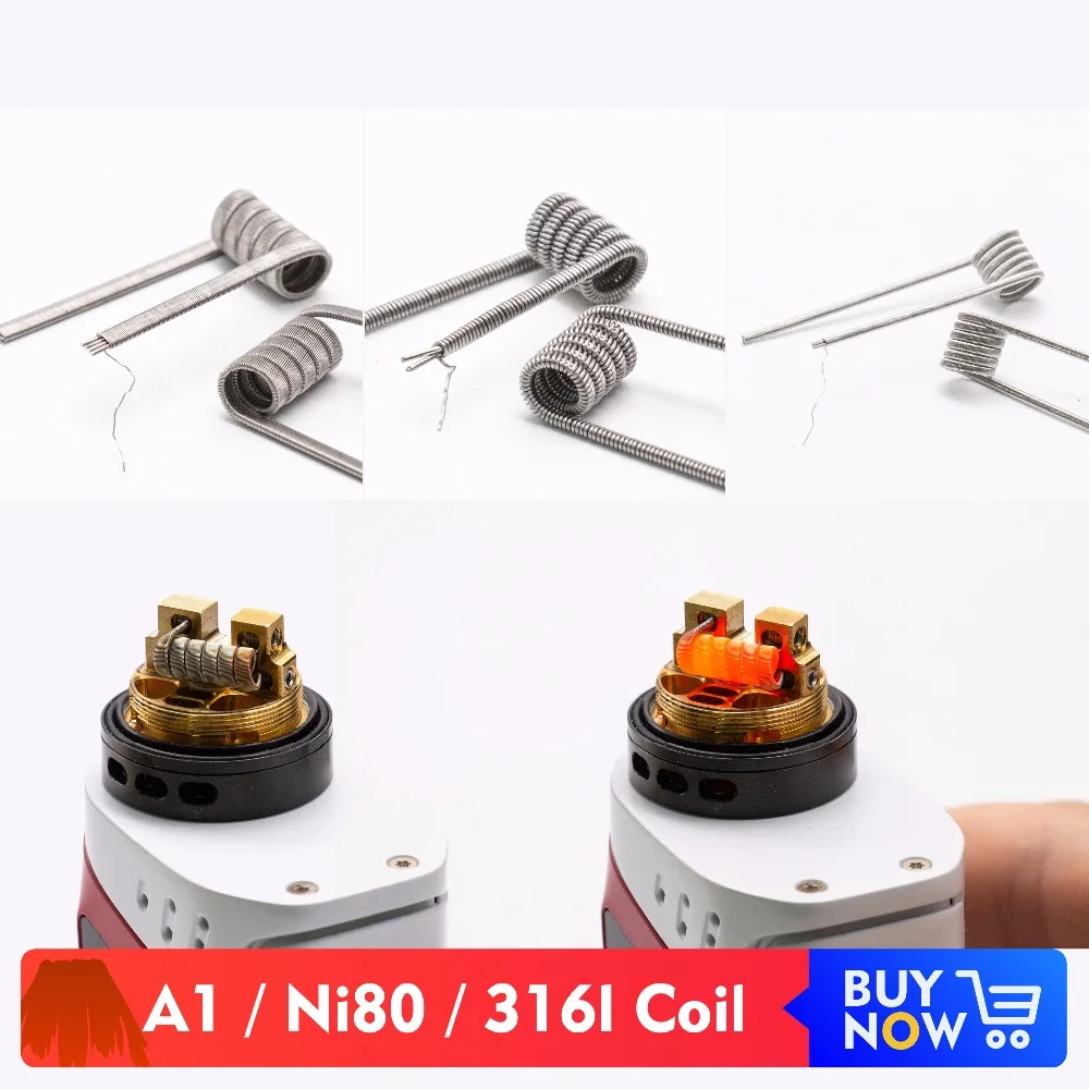 Volcanee 10 шт. Alien Clapton Плавленая Clapton Катушка Провода Предварительно Построенная катушка NI80 SS316L A1 предварительно изготовленная обмоточная катушка DIY RDA нагревательное сопротивление