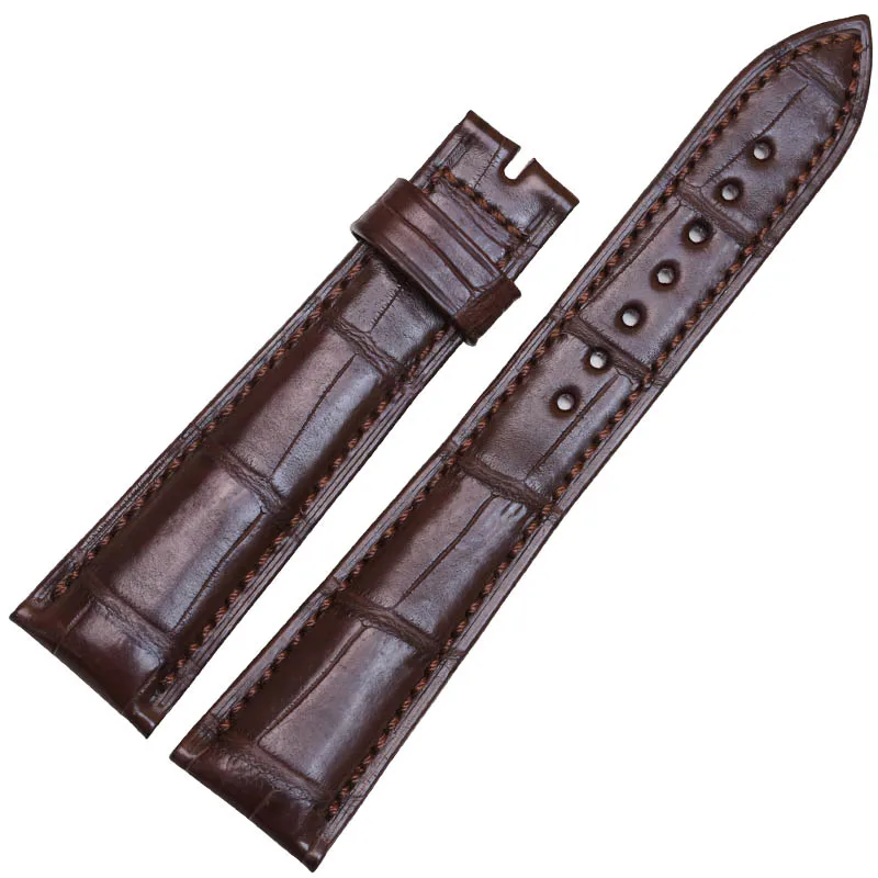 Brown without buckle Pesno, ремешок для часов, черный, коричневый, темно-коричневый, кожа аллигатора, кожаный ремешок для часов, мужские аксессуары для часов, 20 мм, подходит для Breguet - Цвет ремешка: Brown without buckle
