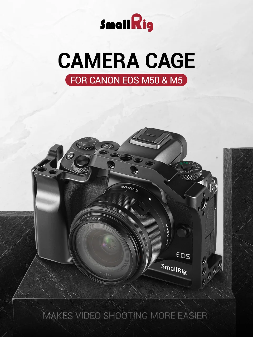 Клетка для камеры SmallRig DSLR для Canon EOS M50/M5 с креплением Nato Rail для холодного башмака для быстрого крепления 2168