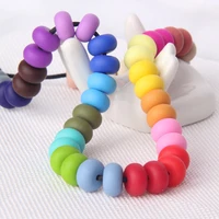 200pcs abacus silicone teething beads necklace infant teethers bpa free saucer loose beads for diy jewelry making pacifier clips