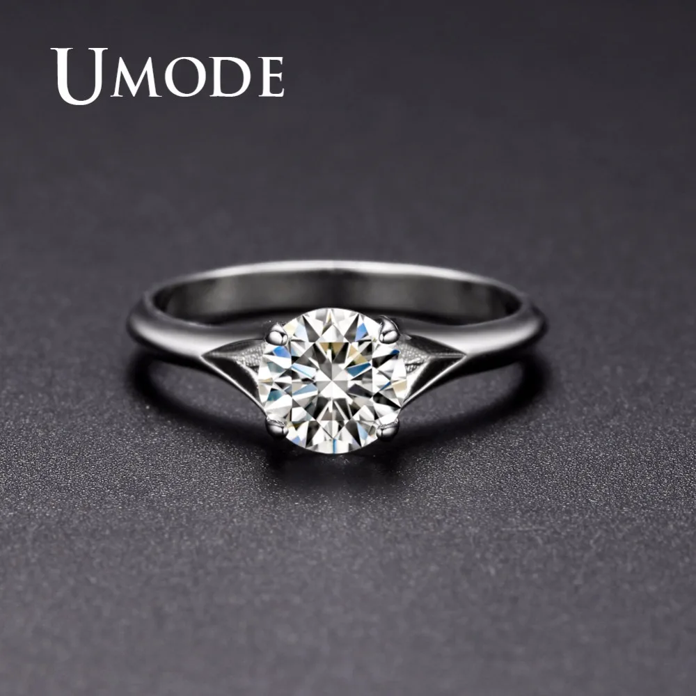 Женские обручальные кольца UMODE роскошные с кристаллом циркония 0 75 карат
