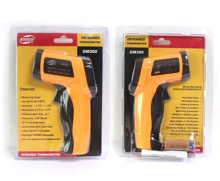 Инфракрасный термометр Бесконтактный ИК цифровой промышленных GM300 Benetech