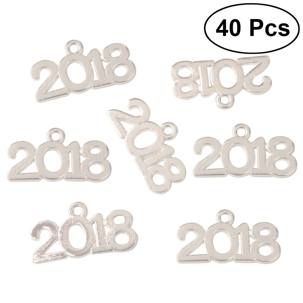 40 упаковок Мини Сплав &quot2018&quot буквы подвески для DIY ожерелье кулон ювелирные