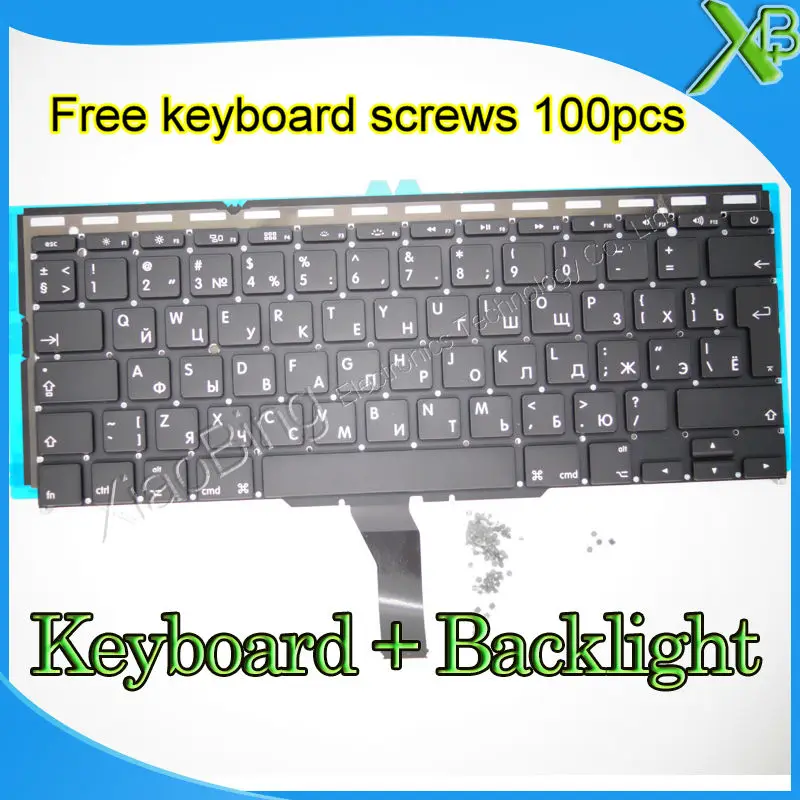 

Brand New RU Russian keyboard+Backlight Backlit+100pcs keyboard screws For MacBook Air 11.6" A1370 A1465 2010-2015 Years