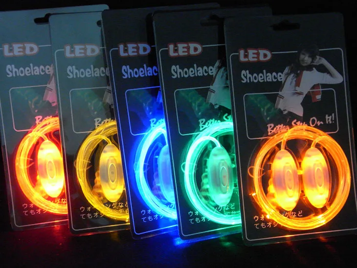 LED Shoelaces 7 color style White Yellow Red Green Blue Pink multicolor laces with Button Battery | Детская одежда и обувь