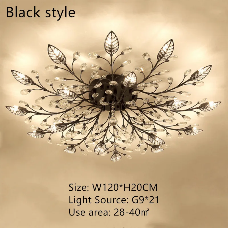 Black 21 lights Современная кристальная лампа для потолка золотой черный светодиодный кристалл Потолочная люстра светильник для гостиной спальни Кухонные светильники - Цвет корпуса: Black 21 lights