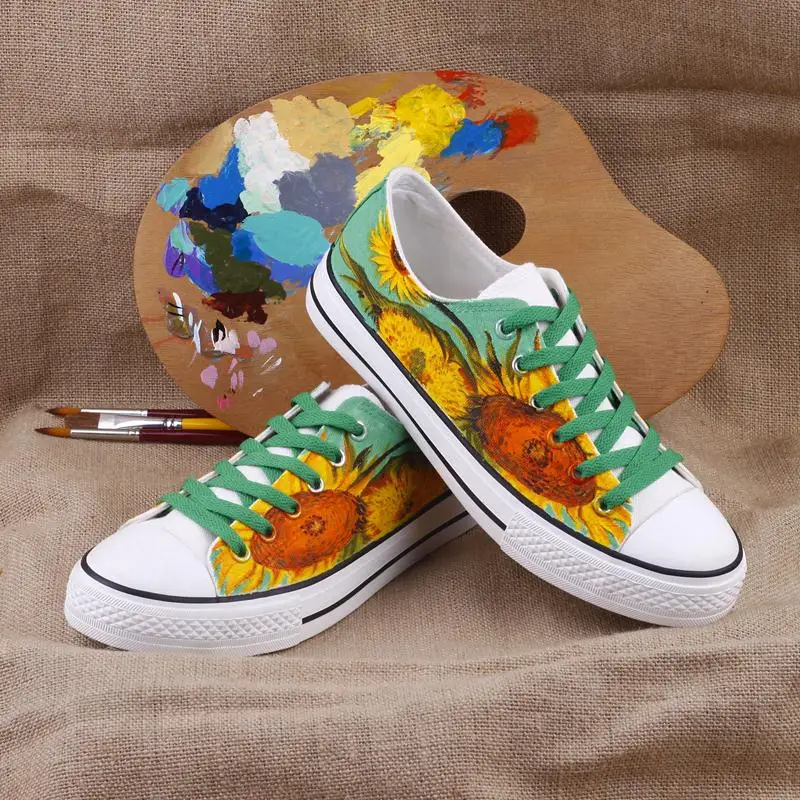 Красивый расписанные вручную Туфли с подошвой из вулканизированной резины новые