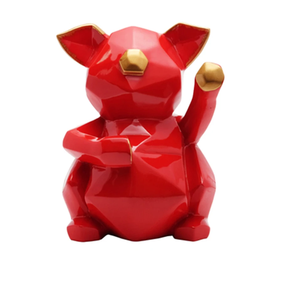 Большая красная копилка с мультяшной Свинкой Геометрическая оригинальная