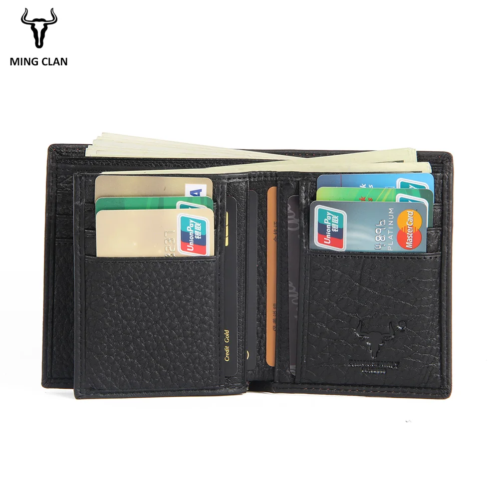 Genuine Leather Wallet For Men Male Bifold Wallet Real Leather Male Small Purse With ID Window Big Capacity Wallets Men