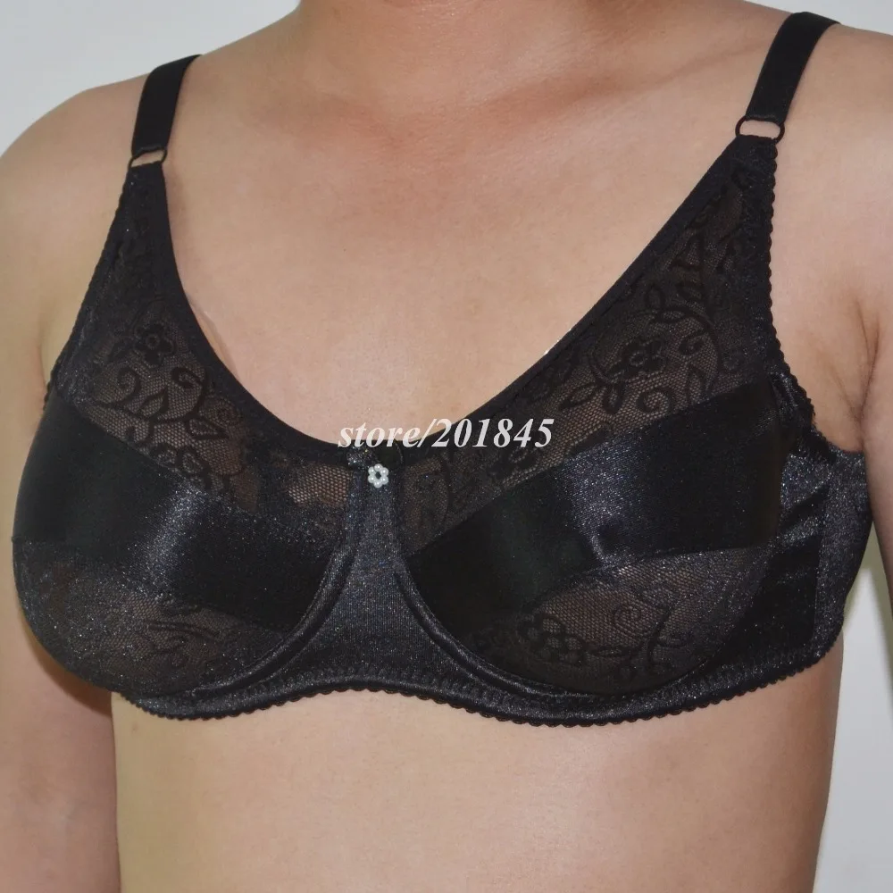 

New 300g/Pair Silicone Artificial Breast Form False Chest Prothesis Mastectomy Chest Enhancer With a Silk Black Bra Code 90