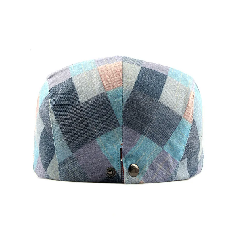 

Spring Autumn Hats For Men Casual Plaid Cotton Beret Caps Gorras Planas Boinas Check Flat Cap Adjustable Male Berets