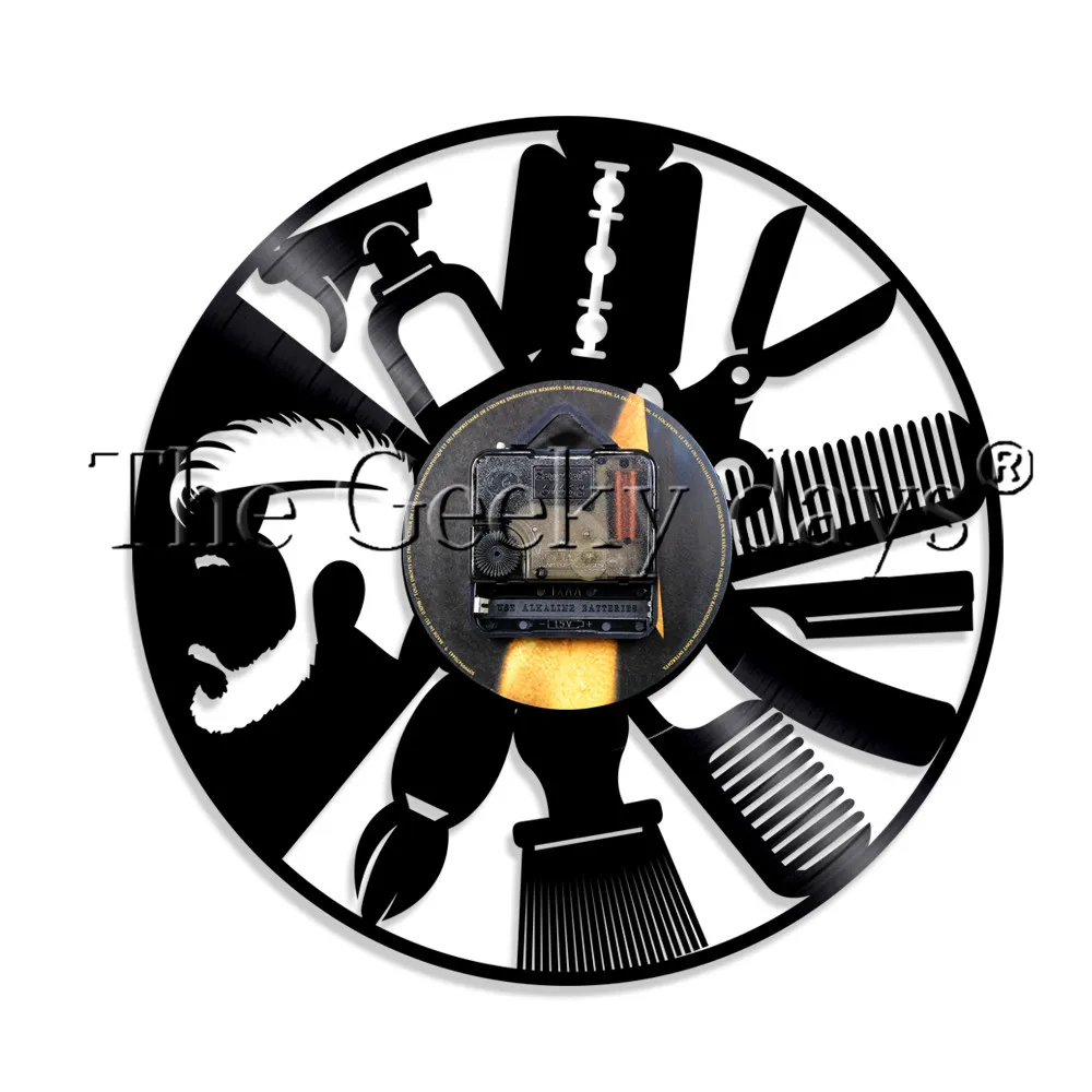 Парикмахерская виниловая запись настенные часы современный дизайн домашний