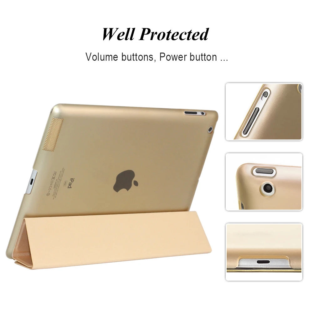 GOOJODOQ для iPad 2/3/4 чехол из искусственной кожи с прозрачный жесткий накладка ПК