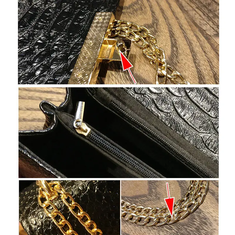 Трендовые женские сумки-мессенджеры с узором крокодиловая кожа дизайн золотой