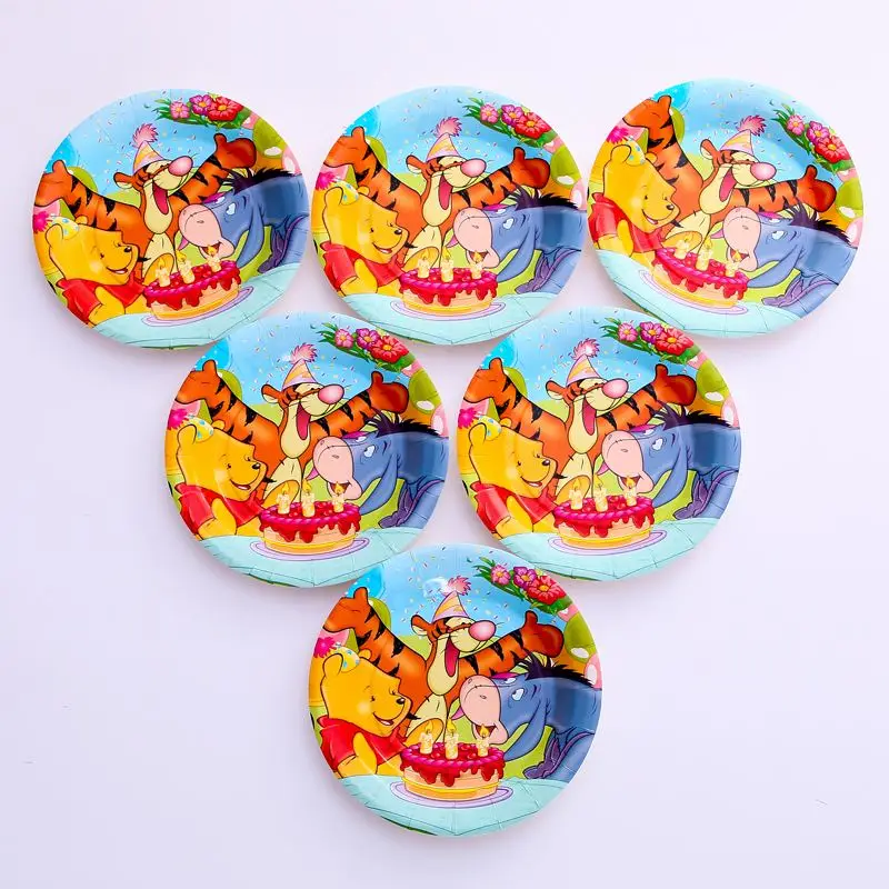 6pcs 7inch Plate Дисней Винни-Пух тематическая вечеринка на день рождения украшения для малышей Детские вечерние украшения на день рождения - Цвет: 6pcs 7inch Plate