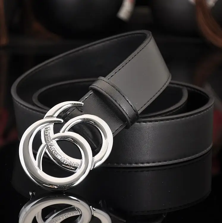 Silver buckle Модный Стиль Натуральная Воловья кожа мужской деловой кожаный ремень для отдыха Гладкий золотой серебряный черный с пряжкой модные популярные женские ремни - Цвет: Silver buckle