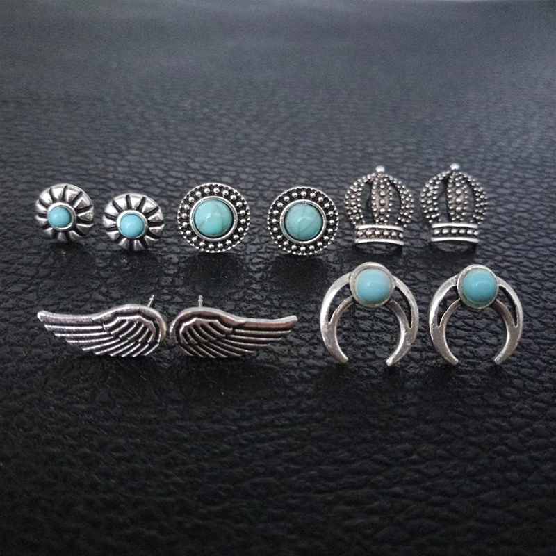 10 шт./партия для женщин в стиле ретро Корона Крылья дырочку с цветами Круглый