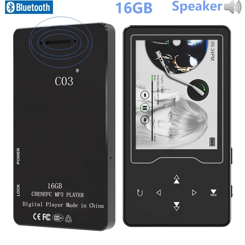 HIFI Bluetooth MP3 плеер 16 ГБ встроенный динамик сенсорная кнопка с 2 4 дюймовым HD большим