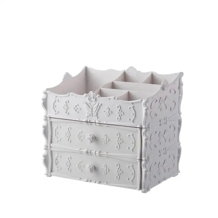 2 layers white Новая пластиковая коробка для хранения косметики ящик Туалетный столик отделенная многослойная коробка для хранения продуктов по уходу за кожей - Цвет: 2 layers white