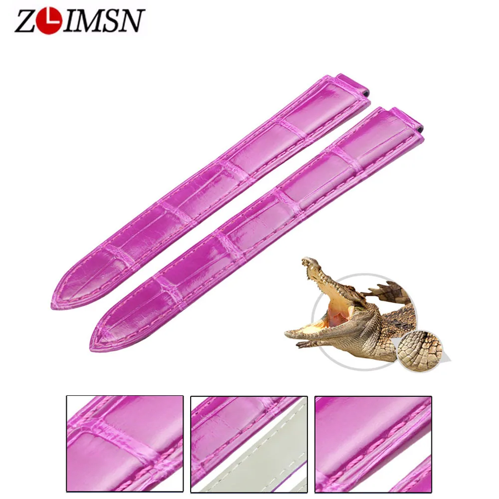 ZLIMSN ремень из натуральной кожи от розово-красный ремешок для часов 17 мм образец