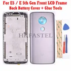 Передний ЖК-дисплей HKFASTEL для Motorola Moto E5 E 5-го поколения, корпус с кнопкой регулировки громкости, задняя крышка батарейного отсека