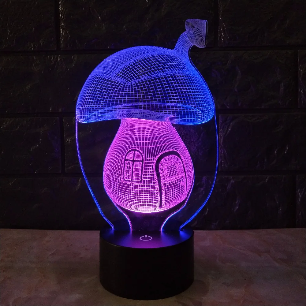 Каваи 3D лампа гриб USB ночник смешанный цвет настроения детские игрушки выцветание светодиодное освещение RGB лампа детские игрушки сенсорный стол гриб