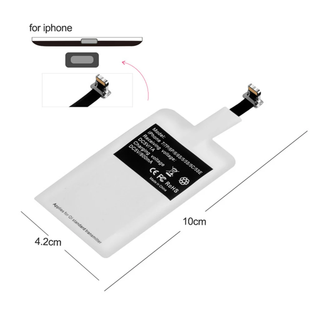For iPhone Hot Sale 5W Qi Universal Wireless Charger Adapter Receiver For iPhone Android Type C - Plug Type: For iPhone