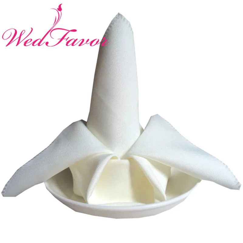 Ivory WedFavor 50 шт. 45x45 см Visa полиэфирные столовые салфетки для ужина, льняные носовые платки для свадебного праздника в отеле - Цвет: Ivory