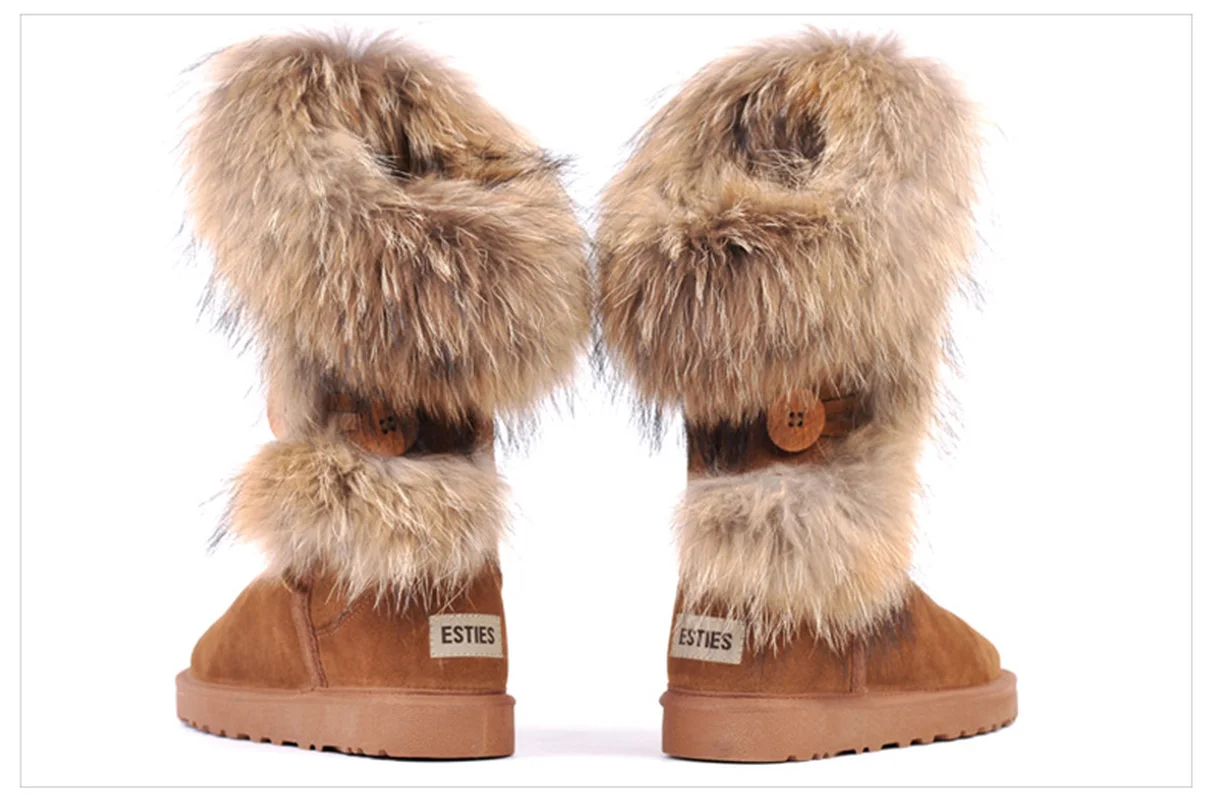 Zapatos De Mujer зимние сапоги с натуральным мехом енота 2018 модные женские толстые