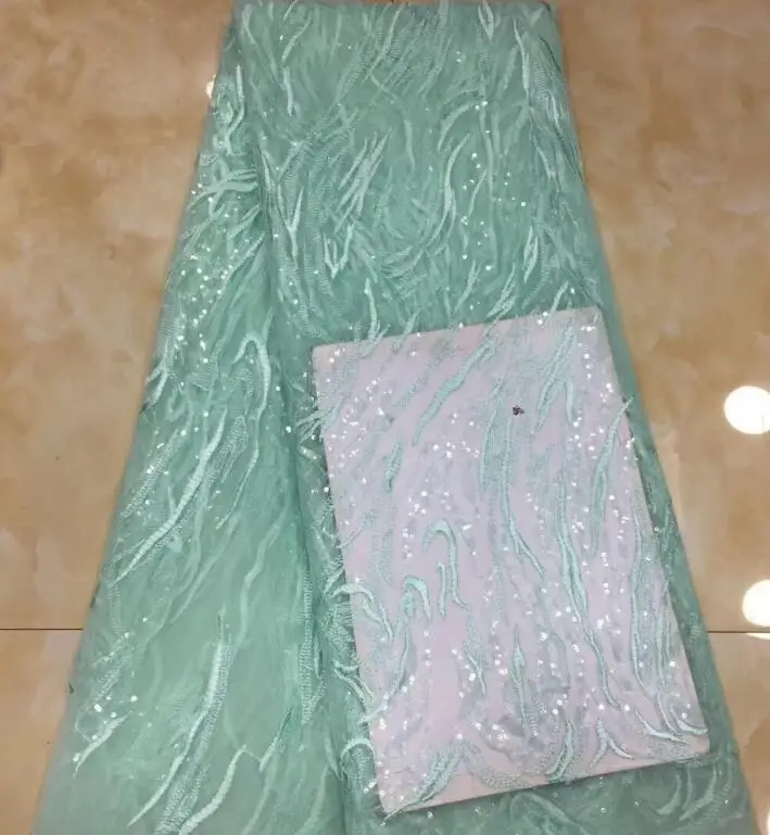 Нигерийская французская сетчатая кружевная ткань с вышитым шнурком и полными