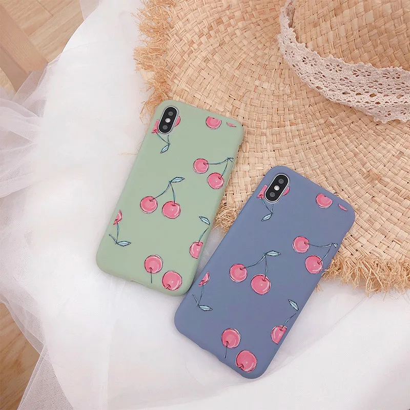 Розовый Вишневый фруктовый узор задняя крышка телефонные чехлы для iPhone 8 7 6 6s Plus