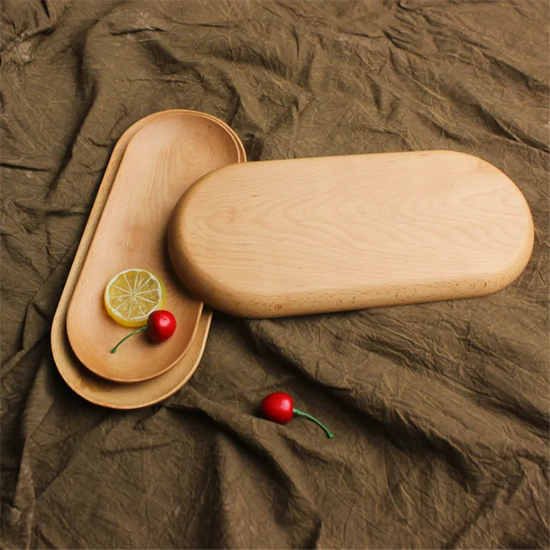 Японский стиль деревянный поднос для суши овальный диск хлеба 2/набор|Блюдца и